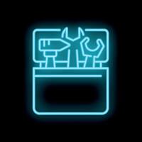 Glowing neon line icon for toolbox with tools on black background representing construction and repair vector