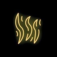 Neon style icon of rising steam or smoke on black background vector