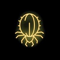 Neon style icon of a mite glowing on dark background vector