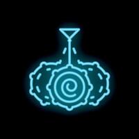 Neon icon of machine learning process, neural network working, artificial intelligence, algorithm, and deep learning vector