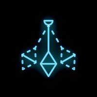 Neon icon of a plumb bob hanging and pointing downwards vector