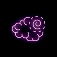 Neon sign representing brainstorming with brain and spiral on black background vector