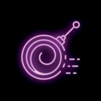 Neon icon of hypnosis spiral moving fast on black background vector