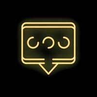 Neon yellow speech bubble displaying loading status on black background vector
