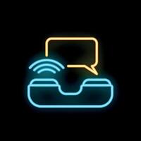 Neon icon of phone receiving a message using wifi signal vector