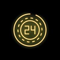 Neon sign showing number twenty four on a black background vector