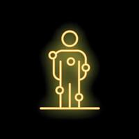Neon sign of a human body with connected dots representing a network vector