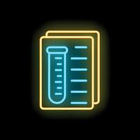 Neon icon of test tube displaying on clipboard representing medical results vector