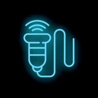 Neon barcode scanner sending data wirelessly icon vector