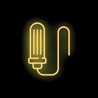 Neon yellow menstrual cup with string glowing on black background vector