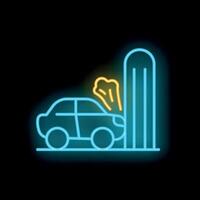 Neon sign of car crashing into utility pole vector