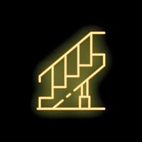 Neon yellow staircase shining on a black background vector