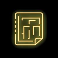 Neon yellow labyrinth strategy puzzle game icon glowing vector