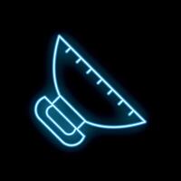 Blue neon icon of a construction tool for spreading cement on black background vector