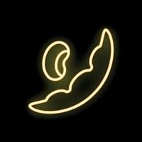 Neon sign showing open peapod with single pea on black background vector