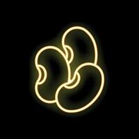 Glowing neon icon of beans on a black background vector