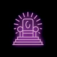 Glowing neon icon of royal throne with letter c on black background vector