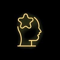 Neon icon of human head with star shining inside representing new idea vector