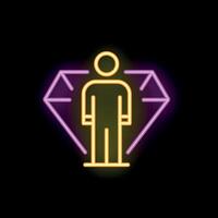 Neon sign of a person standing inside a diamond shape vector