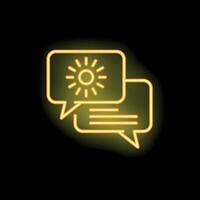 Neon icon of two speech bubbles discussing about sun shining vector