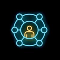 Neon icon representing business network concept with person in center vector