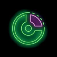 Neon style loading icon showing progression percentage on black background vector