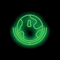 Neon green internet wifi signal surrounding earth globe icon vector