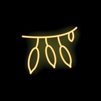Neon yellow glowing cocoa fruit hanging on branch icon vector