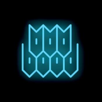 Neon icon of network topology showing nodes and connections vector