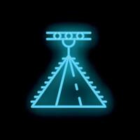 Neon sign representing a road leading to success with lights shining down on the roadway vector