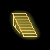 Glowing neon staircase ascending on black background vector