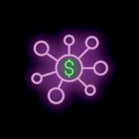 Neon style icon showing money network representing investment strategy vector