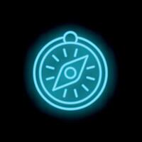 Neon sign showing a compass for navigation and orientation vector