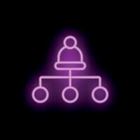 Neon icon of a manager showing a hierarchical relationship with subordinates vector