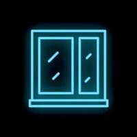 Blue neon light glowing window frame icon graphic design vector