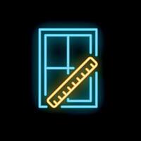 Glowing neon icon of window measurement for home improvement projects vector