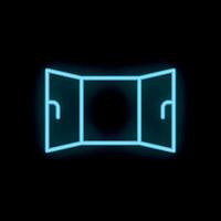 Neon open cupboard with empty shelves on a black background vector