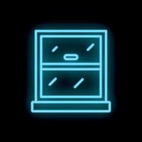 Neon blue window frame glowing on black background vector