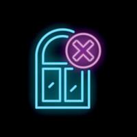 Neon sign showing closed shop window with cross mark vector