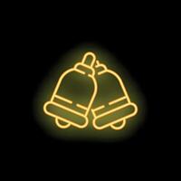 Two neon bells ringing on black background vector