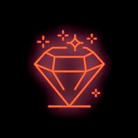 Red neon icon of a shining diamond on a black background vector