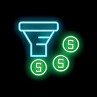 Neon sales funnel converting traffic generating money vector