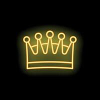 Neon golden crown shining in the dark background vector