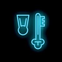 Blue neon key and keyring shining in the dark vector