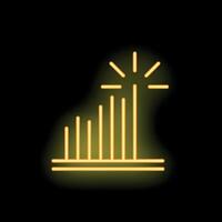 Neon yellow graph showing increasing business success on black background vector