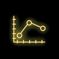 Neon yellow graph showing declining trend on black background vector