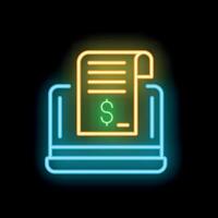 Neon style icon showing online payment being processed vector