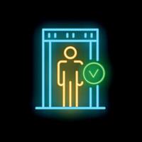 Neon style icon person passing through security gate vector