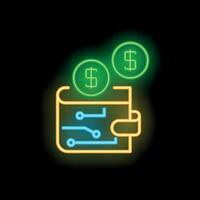 Neon sign of digital wallet showing online payment processing vector