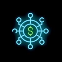 Neon style icon showing crowdfunding platform connecting people vector